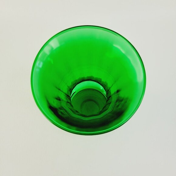 Retro Anchor Hocking 9" Forest Green Glass Vase, Flared Pineapple, MCM USA Made - Picture 5 of 9